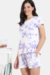 Zivame Dreamverse Knit Cotton Shorts Set - Pink Lavender — thumbnail 3